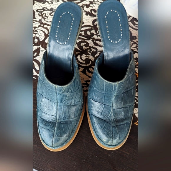 Nine West‎ Blue Crocodile Slip on Leather Sandal - Picture 10 of 11
